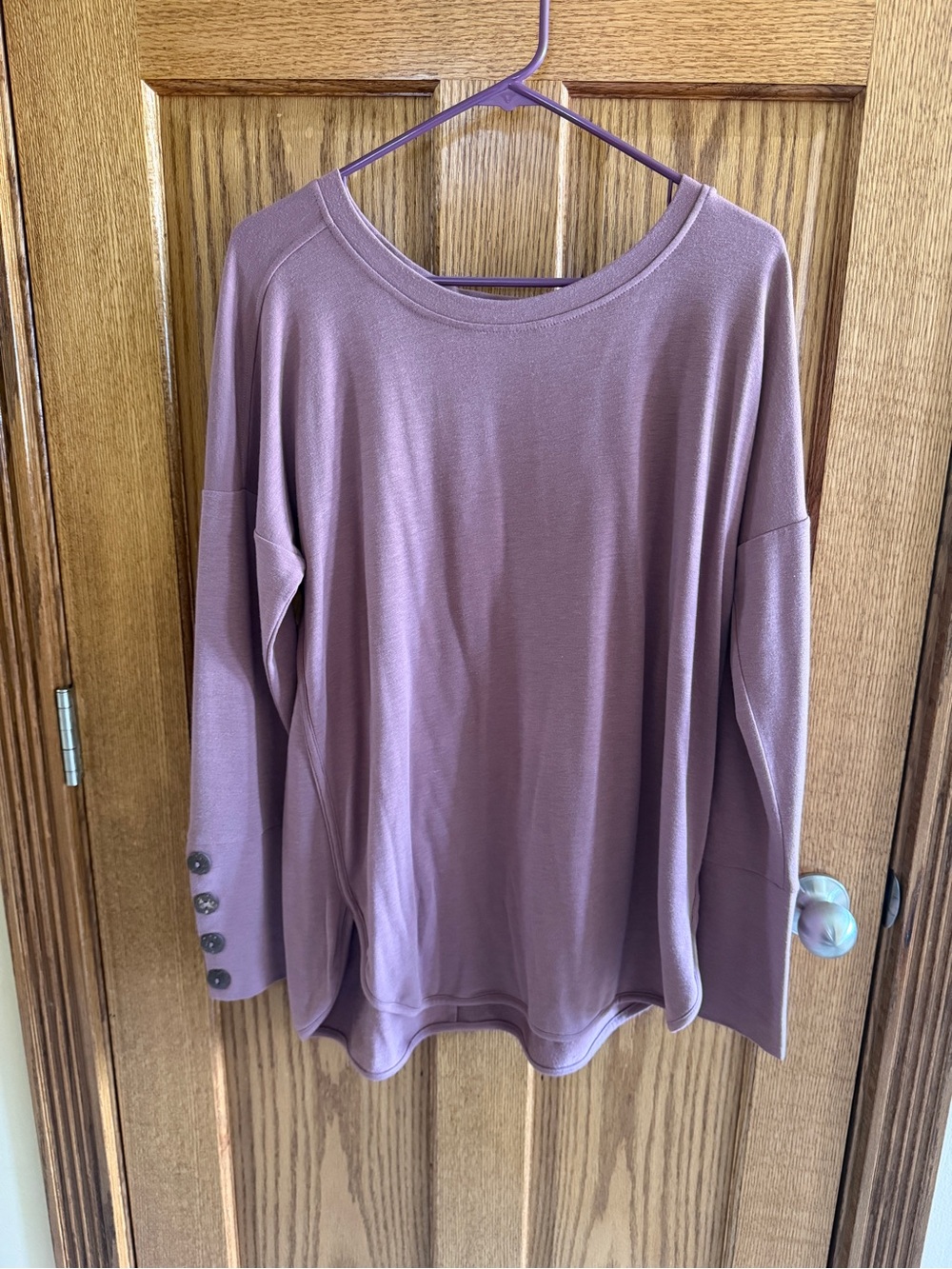 NWT Cupio Xl Mauve Long-Sleeve Button Cuff Top